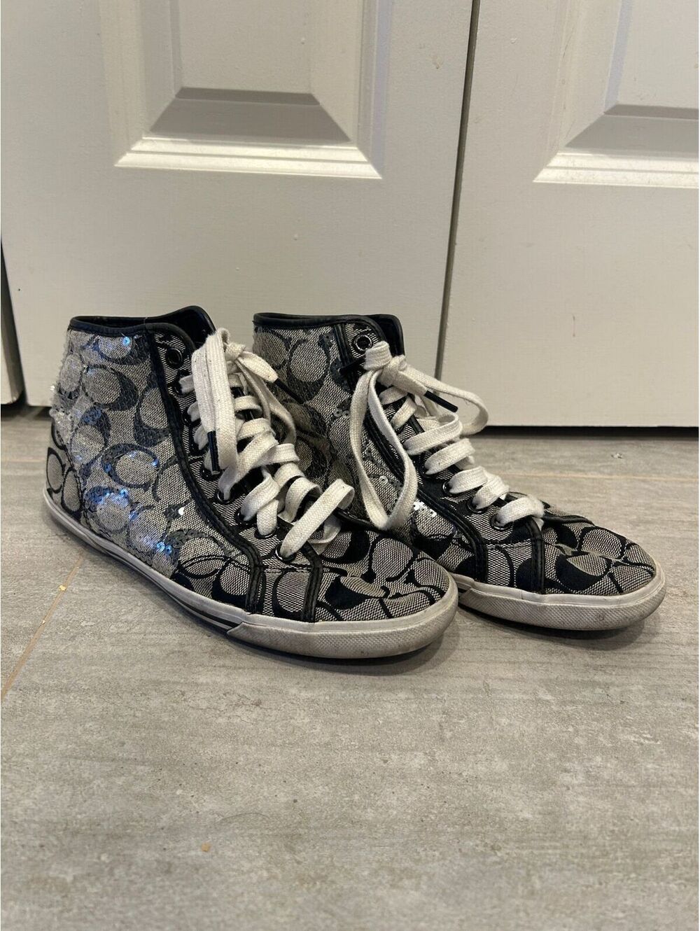 Y2K Coach Kandice Sequin High Top Sneakers
